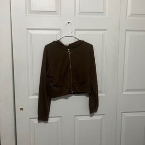 Brown cropped zip up